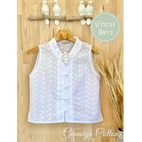 ราคา เสื้อรุ่นบัวระวง คอจีนแขนกุด ผ้าฝ้ายปักลูกไม้อย่างดี ใส่กับผ้าถุงสวยมาก (3854492342)