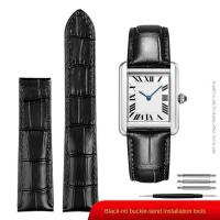 ราคา สายหนังแท้สำหรับ Cartier Tank Solo ผู้ชายผู้หญิงนาฬิกาสีฟ้าสีแดงสีชมพูสายนาฬิกาสร้อยข้อมือเข็มขัด 16 18 20 มม (19657455778)