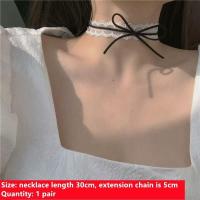 ราคา ILOVEDIY โซ่ไหปลาร้าผูกโบว์ลูกไม้สีขาวเซ็กซี่สร้อยคอจี้รูปริบบิ้นผูกโบว์สาวสวยสร้อยโชคเกอร์ (21900106925)