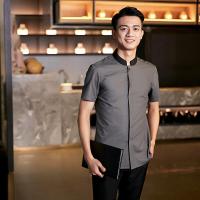 ราคา Lonier ชุดทำงานพนักงานแขนสั้นชุดยูนิฟอร์มพนักงานร้านอาหารฝรั่งร้านกาแฟร้านอาหารชุดสูทสตรี (20697531127)