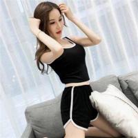 ราคา ชุดโยคะฟิตเนสใส่ช่วงฤดูร้อนชุดออกกำลังกายเสื้อกล้ามแบบสั้นสำหรับผู้หญิงกางเกงขาสั้นเอวลอยแขนกุดชุดสองชิ้นชุดลำลองแฟชั่น (21623812731)