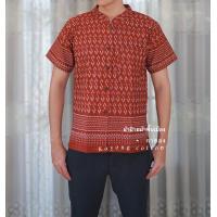 ราคา เสื้อลายขอผู้ชาย คอปกคอจีน เสื้อผ้าฝ้าย เสื้อลายขอพระราชทาน (21103438449)