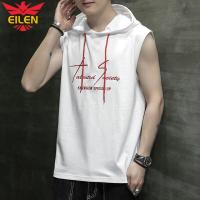 ราคา EILEN เสื้อกั๊กผู้ชายสำหรับฤดูร้อนหมวกกระชับบริสุทธิ์ผ้าฝ้ายหลวมมีฮู้ดเสื้อยืดแขนกุดเสื้อฮู้ดกีฬา (22237604421)