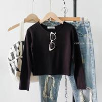 ราคา เสื้อครอปคอกลม แขนยาว ผ้าเรย่อนเนื้อนิ่มเด้ง (19761253604)
