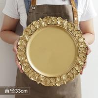ราคา พร็อพถ่ายรูป ถาดทองลายสลักขอบสวยงาม จานทอง หรูหรามาก ทำจากพลาสติกpp พร็อพถ่ายรูป (17792997306)
