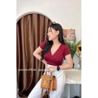 ราคา A24 เสื้อยืดนมโต ครอปไขว้หน้า เสื้อครอป แขนสั้น รุ่นฮิตติดลมบน ใส่ไม่มีเอ้าท์ (22378267252)