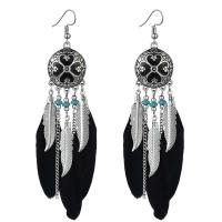 ราคา LEMOER 2024 Ethnic Face Mask Feather Earrings For Women Bohemian Vintage Ancient Silver Long Chain Leaves Feather Tassel Dangle Earrings Indian Gypsy Jewelry (21516170295)