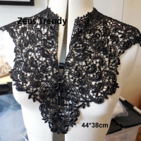 ราคา QIAN TI ZI ผ้าลูกไม้คอปกเย็บสีดำ1ชิ้น ชุดเดรส สมุดโน๊ต (22138228411)