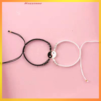 ราคา Hassanne กำไลคู่ไทชิหยินหยางกำไลข้อมือแบบปรับได้ทำด้วยมือ1 2ชิ้น (22539111644)