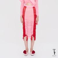 ราคา TandT PIA TWO TONE RUCHED BOW TRIMMED MIDI SKIRT กระโปรงยาวรูดย่นเข้ารูป ตัดต่อเส้นตรงสลับสีข้างตัว ตกแต่งโบว์ ผ้าตาข่ายยืดเนื้อนิ่ม สีแดง ชมพู (21562545449)