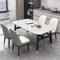 ราคา ชุดโต๊ะรับประทานอาหารหรูหราแสงแผงหินอ่อนสีดำ สีขาวที่นั่งสบาย 4 6 ที่นั่งสไตล์นอร์ดิก (22359665673)