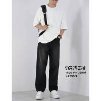 ราคา NAMEW Wide Fit Jeans กางเกงยีนส์ทรงกระบอกขากว้างแต่งขาด (22437205714)