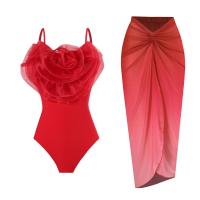 ราคา 2024 Summer One Pieces Solid Swimwear Skirt Two Pieces Sets Bathing Suit Biqunis Sets 3D Flower Beachwear Vintage Monokini (21469124618)