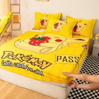 ราคา ผ้าปูเตียงลายการ์ตูน Pikachu ผ้าปูเตียงลายโปเกมอนมหัศจรรย์ของ Alls สีเหลืองขนาดควีนไซส์ผ้าคลุมที่นอน (20611664002)