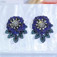 ราคา เลื่อมเครื่องประดับเจ้าสาวยอดนิยมใหม่สีดำชุบทองปูเต็มรูปแบบหลากสีเพชรสังเคราะห์ AAA รูปทรงดอกไม้ขนาดใหญ่ต่างหูเม็ดกลมงานแต่งงานเครื่องประดับหู SE920 (21673614748)