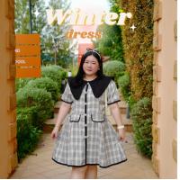 ราคา Winter Dress เดรสลายสก็อตปกใหญ่ เสื้อผ้าสาวอวบ Plussize (22860699187)