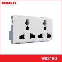 ราคา HACO เต้ารับสากลคู่ White พร้อมม่านนิรภัย รุ่น W8318D (3429746895)