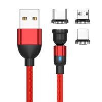 ราคา 3A สายข้อมูลแม่เหล็กแบบหมุนได้อย่างรวดเร็ว 540 องศาสายชาร์จแม่เหล็กกลม 3in1 ลวดแม่เหล็กดัด (22361619710)