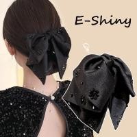 ราคา โบว์ริบบิ้นผ้าซาตินสำหรับผู้หญิงกิ๊บติดผมเด็กเพชรเทียมสีดำคลิปหนีบผมหางม้าวินเทจผ้าซาตินหรูหรา (22816115806)
