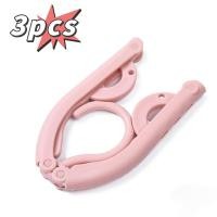 ราคา 3pcs พร้อมส่ง ไม้แขวนเสื้อพับได้ พกพา สีพาสเทล (22773515115)