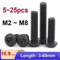 ราคา M4 M5 M6 M8 Grade 10 9 Alloy Steel Screws Hex Socket Round Head Cap Black Screw Furniture Fastener Bolt (21021892854)