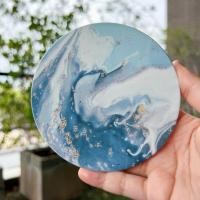 ราคา มีกล่องทุกชิ้น จานรองแก้ว แผ่นหินรองแก้ว ที่รองแก้ว ลายน้ำ หินอ่อน (17162261599)