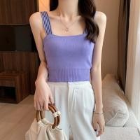 ราคา ꕥCatalog Fashionꕥ เสื้อไหมพรมแฟชั่นสายเดี่ยวใหญ่ สายแต่งลายริ้ว (8804462810)