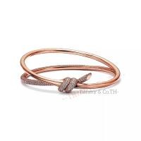 ราคา Tiffany Co Tiffany Knot สร้อยข้อมือบานพับคู่แถวสีเหลือง กุหลาบ ทองคำขาวฝังเพชร สร้อยข้อมือดีไซน์เนอร์แบรนด์หรู (22420877946)