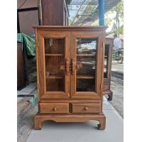 ราคา ตู้ไม้สัก teak cabinet ตู้โชว์ ตู้เก็บของ ขนาด กว้าง40xลึก20xสูง60 Cm รุ่น 3 ชั้น 2 ลิ้นชักเล็ก มีสลักล็อก สีเนื้อไม้ ประกอบสำเร็จแล้ว พร้อมใช้งาน (19636402063)