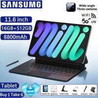 ราคา ซื้อ1แถม6 SANSUMG แท็บเล็ต11 6นิ้วRAM16G ROM512G Android11 2แท็บเล็ตลดราคาเดิม2024ขายใหญ่Legit iPadแท็บเล็ตราคาถูกWifi 4G 5G 10 Coreหน้าจอโปรเซสเซอร์Full HDแท็บเล็ต8800 MAh Androidแท็บเล็ตสำหรับเด็กจ 