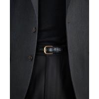 ราคา WARDROBE MINISTRY เข็มขัดหนังแท้ Real Slim Classic Croc Effect Leather Belt in Onyx (22825999890)