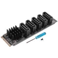 ราคา M 2 to NGFF 5 Ports SATA3 0 Adapter Card JMB585 M 2 Key M SATA3 0 Expansion Card for PC Laptop (20487636101)