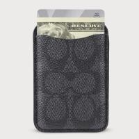 ราคา กระเป๋าใส่บัตรแม่เหล็ก COACH Essential Magnetic Card Holder Chalk Signature Tan Signature Charcoal (21828602321)