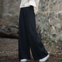 ราคา มีไซส์ใหญ่ Plus Size Womens M 3XL Solid Color Cotton Linen Long Pants Casual Elastic Waist Wide Leg Female Black Khaki Trousers (22101237809)