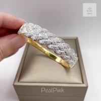 ราคา กำไลข้อมือประดับเพชรลายเปียถักฝังเพชรเต็ม หน้ากำไลกว้าง1 5cm ขนาดรอบวง18cm (22550797721)
