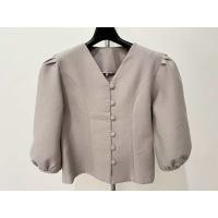 ราคา เสื้อผ้าฝ้ายคอวีแขนรูด กระดุมผ่าหน้า (19628483749)