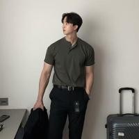 ราคา Houch พร้อมส่ง COD เสื้อยืด Muscle Fit รุ่นกระดุมหน้า HENRY NECK ปรับสมดุลไหล่ให้ Smart T Shirt DANDY COSMO (22822169639)