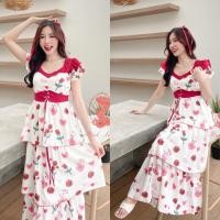 ราคา ป้าย Pink Lady เดรสยสวยแขนระบาย อกแต่งลูกไม้ซีทรู ตัวกระโปรงแต่งระบายชั้นๆ (22123834372)