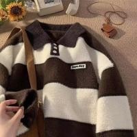 ราคา FARUILINE STORE เสื้อโปโลผู้ชา Oversize ปลอกคอโปโล แถบ เสื้อถัก เสื้อสเวตเตอร์หลวมสไตล์เกาหลี (22896452349)