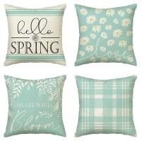 ราคา DNK Spring Throw Pillow Covers 18X18 Inch Set of 4 Live Life in Full Bloom Spring Cushion Case Decoration for Sofa Couch (22100436978)