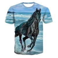 ราคา เสื้อยืดผู้ชายเสื้อยืดพิมพ์ลายม้าชายปี3Dเสื้อแขนสั้นลายม้าตลกใส่สบาย (22088243925)