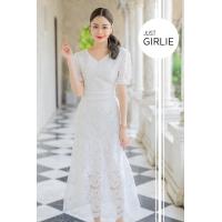 ราคา Dress Princess ชุดเดรสลูกไม้ยาว ดีไซน์คอวี ใส่ออกงาน สวย ราคาถูก มีไซส์ S M L (22627814533)