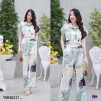 ราคา ME16831 Set 2 ชิ้น เสื้อปกเชิ้ตแขนเลยลายมาเบิ้ล มีกระเป๋าคู่ด้านหน้า 2 ข้างเย็บเดินด้ายคู่ ติดกระดุมสีดำด้านหน้า กางเกงขายาวเอวยางยืดหลัง มีกระเป๋าข้าง งานสวย ผ้าลายเกร๋ๆใส่ได้ตลอดแบบไม่มีเอ้าท์ค้าาา 