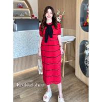 ราคา เดรสไหมพรมลายริ้ว รุ่น ญาญ่า (22537267975)