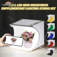 ราคา Mini Photography Box Kit Portable Photo Studio Light Box With Dual LED Panels Folding Lighting Studio Tent Boxes With 6 Kinds Color Backgrounds (22234952760)