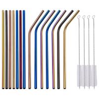 ราคา Multicolor Colorful Stainless Steel Straws 8 5 Inch Rainbow Metal Drinking Reusable Straws For 30 20Oz Tumbler Fda Approved Eco Friendly Straws 7 Straight 7 Bent 4 Brushes (19902660359)