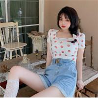 ราคา เสื้อยืดลำลอง ลายสตอเบอร์รี่ สีขาวสีชมพู พร้อมส่ง Y136 (22687811789)