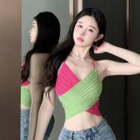 ราคา พร้อมส่งไทย ราคาถูก เสื้อสายเดี่ยวคล้องคอ ไหมพรม ใส่แบบไขว้ทับกันด้านหน้า หลากสี มีสายผูกหลัง (22594377990)