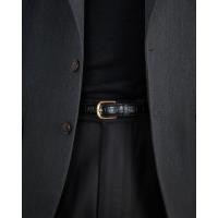 ราคา WARDROBE MINISTRY เข็มขัดหนังแท้ Real Slim Classic Croc Effect Leather Belt in Onyx (22825999892)