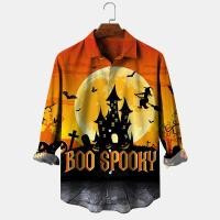 ราคา ฮาโลวีนชายเสื้อลำลองแฟชั่นเสื้อยืดแขนยาวผู้ชายเกาหลีสีส้มรูปแบบฟักทองพิมพ์เสื้อแฟชั่นบุรุษทุกวันอเนกประสงค์ผู้ชายพิมพ์เสื้อ (22794870950)